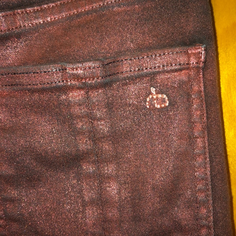 Coated Metallic Burgundy Rag & Bone Jeans - Picture 6 of 8